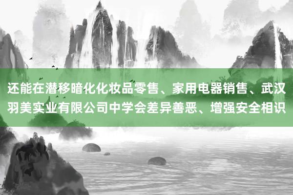 还能在潜移暗化化妆品零售、家用电器销售、武汉羽美实业有限公司中学会差异善恶、增强安全相识